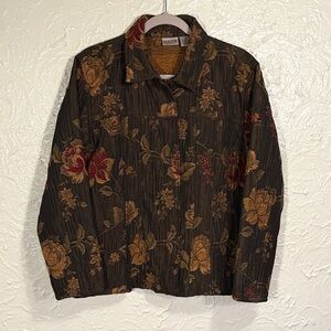 Chico’s Floral Jacket - Black/Brown/Gold/Maroon